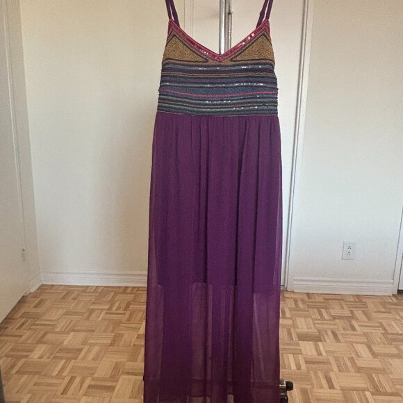 Beautiful Purple Chiffon dress with beaded bust - Picture 1 of 11
